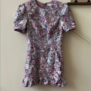 Dress the Population Brittany Sequin Floral Embroidery Cocktail Minidress Med